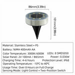 lampe solaire extérieure led argentée noire étanche ip68 éclairage souterrain automatique moderne