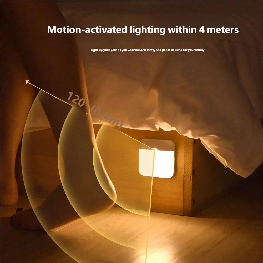 lampe led veilleuse détecteur mouvement rechargeable usb blanc moderne adhésif chambre cuisine