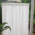 rideau blanc semi transparent classique franges ondulées 100x100cm 100x150cm 140x100cm 140x150cm
