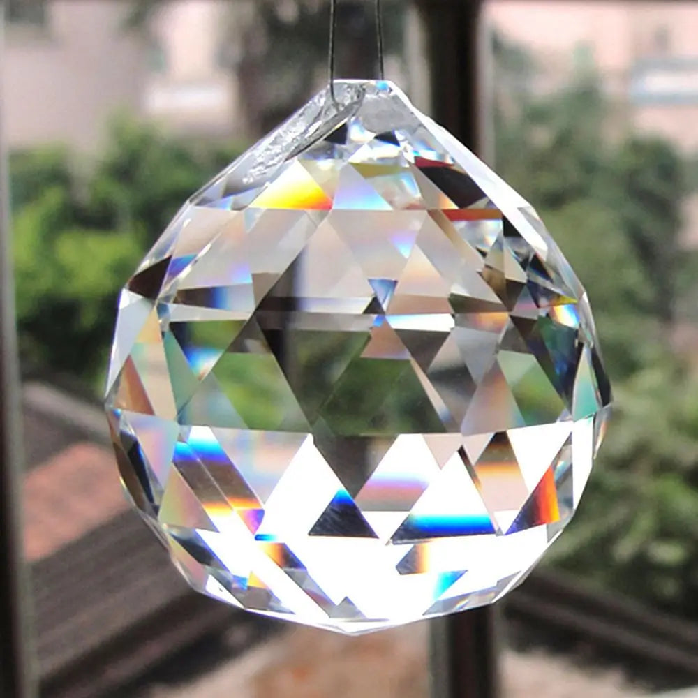 cristal décoratif transparent multicolore facettes géométriques cordelette décoration mariage maison