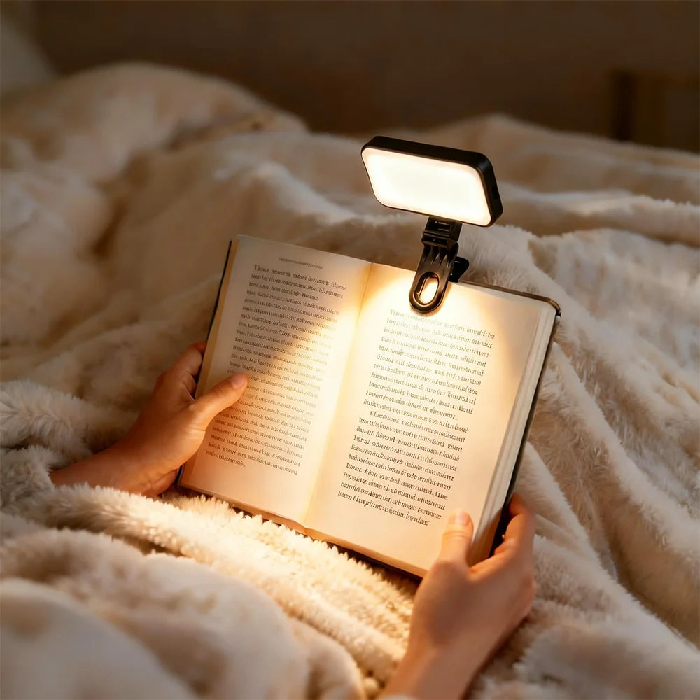 lampe lecture rechargeable usb noir réglable protège yeux clip led modernecompact