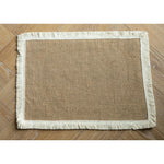 serviettes table beige blanc tissu naturel franges rustique chic noël mariage fêtes anniversaire