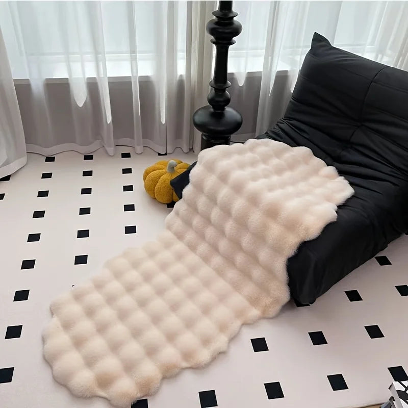 tapis blanc moderne peluche douce imitation fourrure salon chambre décoration maison