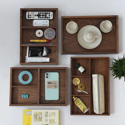 Boîte de rangement noire en bois de noyer style japonais
