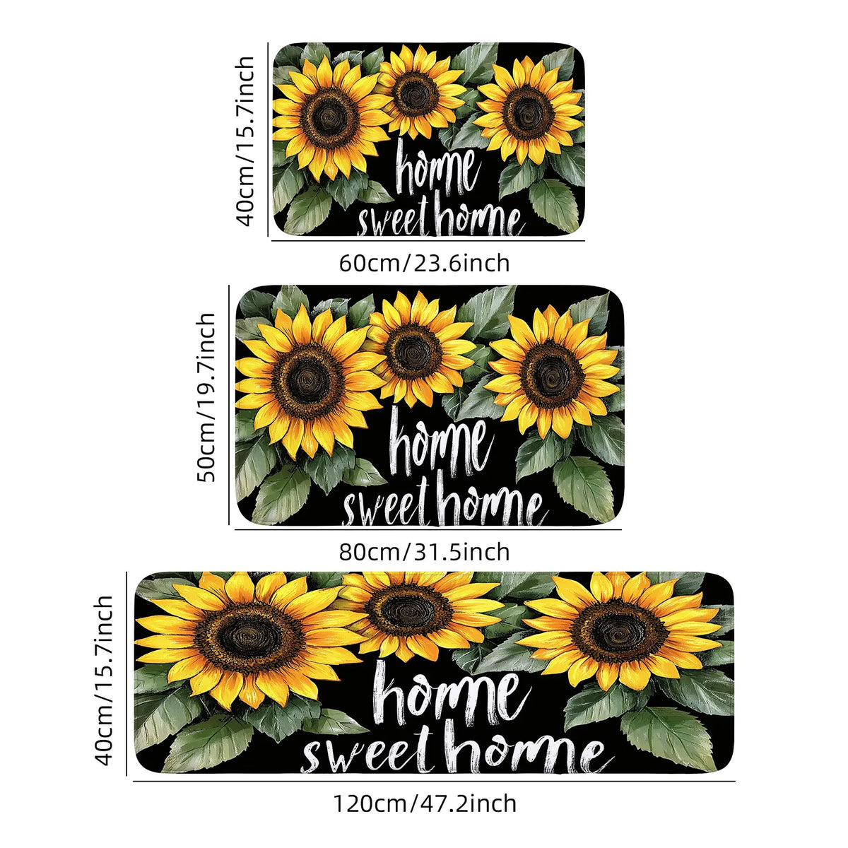 tapis fleur tournesol motif Sweet adhésif facile nettoyer noir jaune blanc salon chambre cuisine