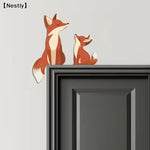 décoration murale renards stylisés orange bébé moderne porte chic graphique