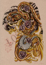 tattoo temporaire tatouage japonais dragon femme fleur noir blanc rouge vert bleu or