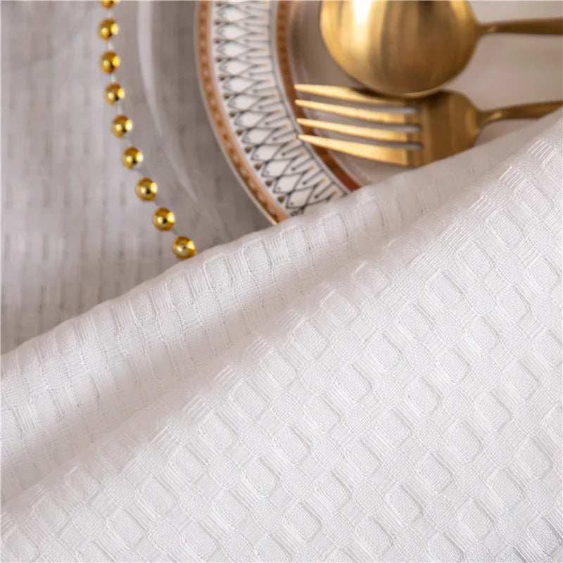 nappe table blanche carreaux texture classique réutilisable polyester coton extérieur intérieur moderne festive