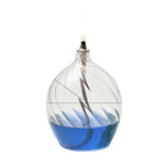 lampe huile verre bleu transparent motif spiralé moderne décoration intérieure chandelle mariage centerpiece table
