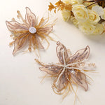 accessoire cheveux fleurs artificielles strass blanc doré élégant décoratif translucent