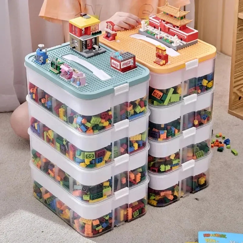 organisateur jouets boîtes rangement vert blanc transparent empilables respectueuses environnement modernes poignées