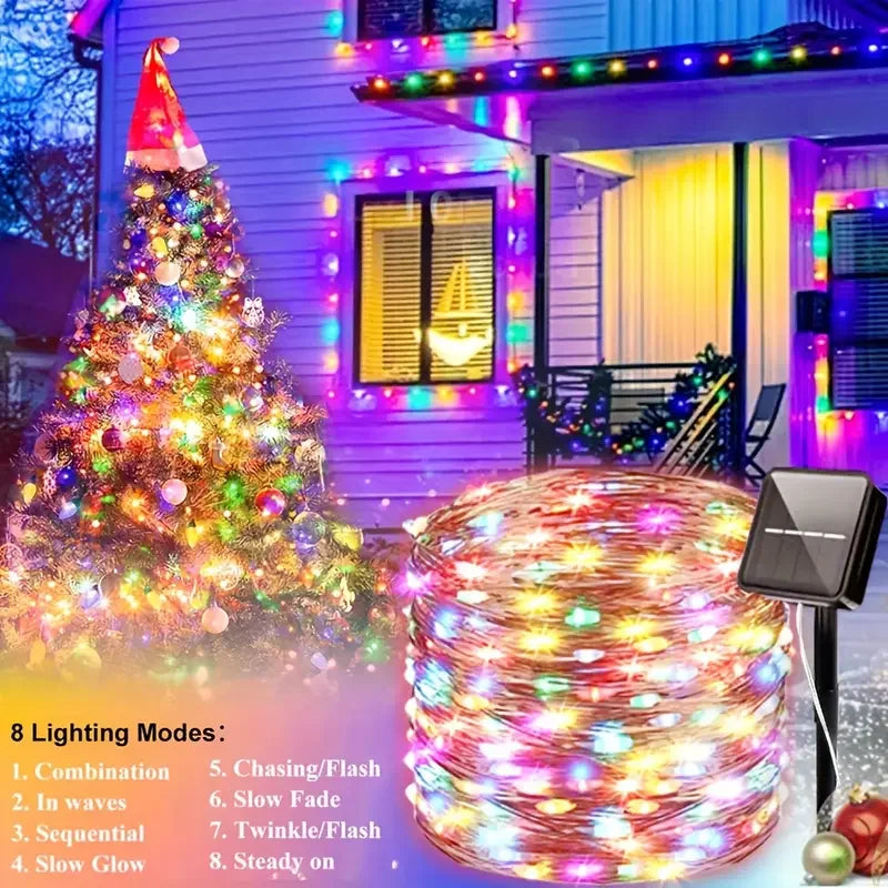 guirlande lumineuse solaire extérieure multicolore modes festifs blanc moderne noël jardin led
