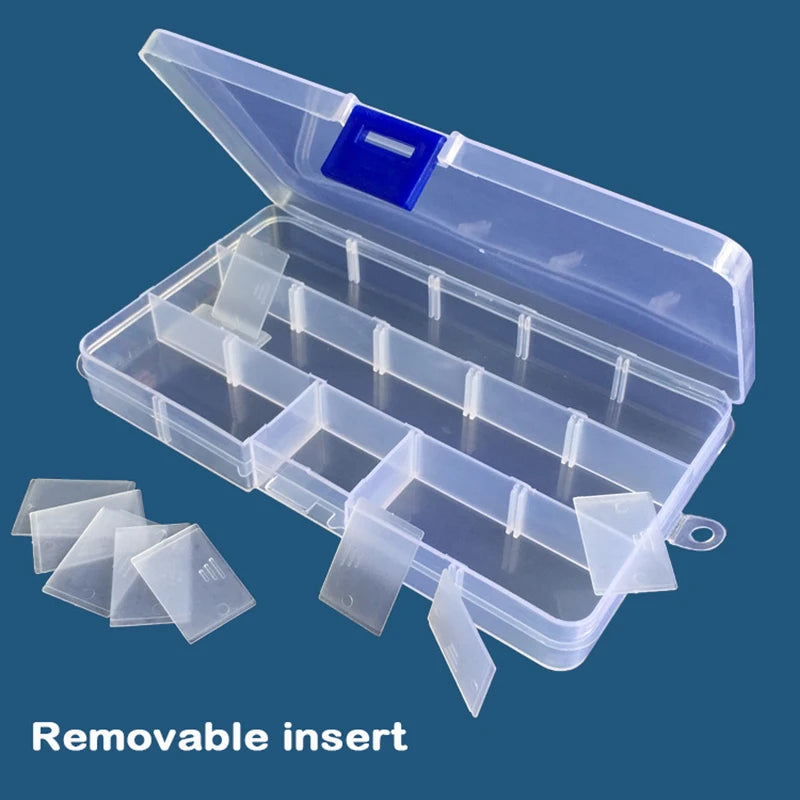 boîte rangement transparente 15 compartiments pratique réutilisable modulaire bijoux articles divers plastique respectueux environnement