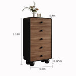 armoire moderne bois naturel salon noir finition lisse industrielle roulettes