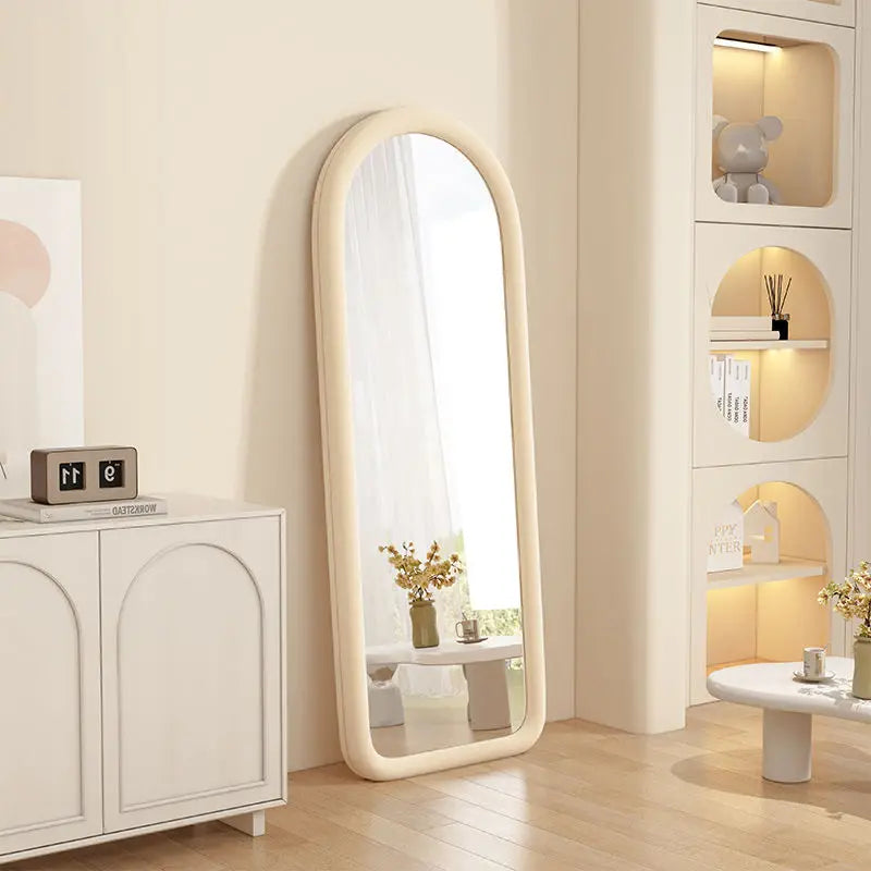 miroir moderne rectangulaire silver fixations invisibles décoration intérieure chambre salon blanc beige