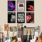 affiche moderne rock chanteur graphique bleu rose noir pop art vintage