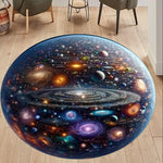tapis rond lune astronaute galaxie moderne gris noir floral 80x80cm 120x120cm salon chambre