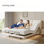 lit motorisé moderne blanc gris clair électrique réglable rayures horizontales oreillers coussin