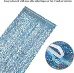 rideau pailleté bleu clair argenté décoration murale festive fête anniversaire mariage Noël