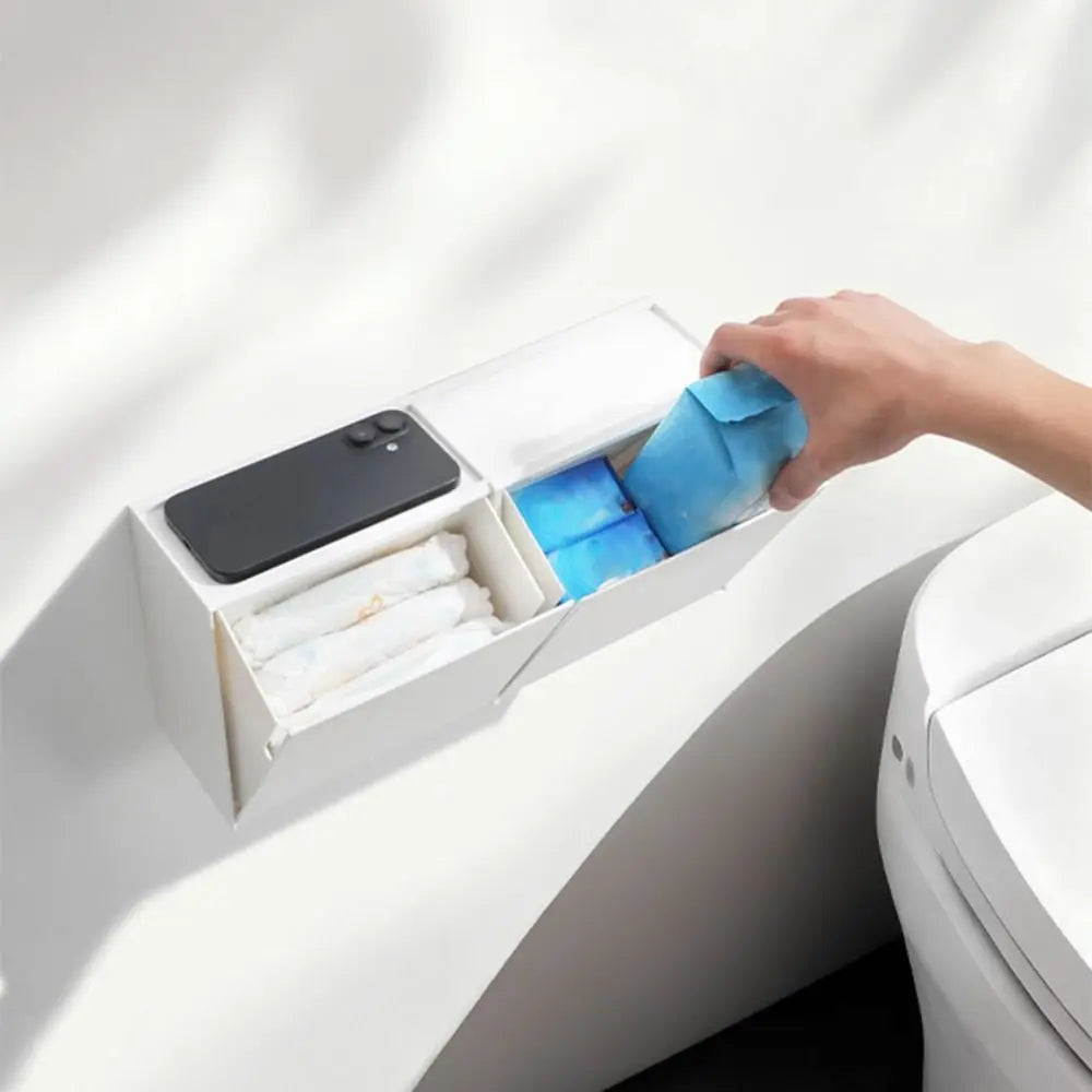 organisateur mural moderne blanc rangement adhésif sans perçage boîte bain réutilisable plat minimaliste grande