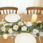 guirlande eucalyptus roses blanches fleurs decoration table mariage anniversaire exterieur vert blanc