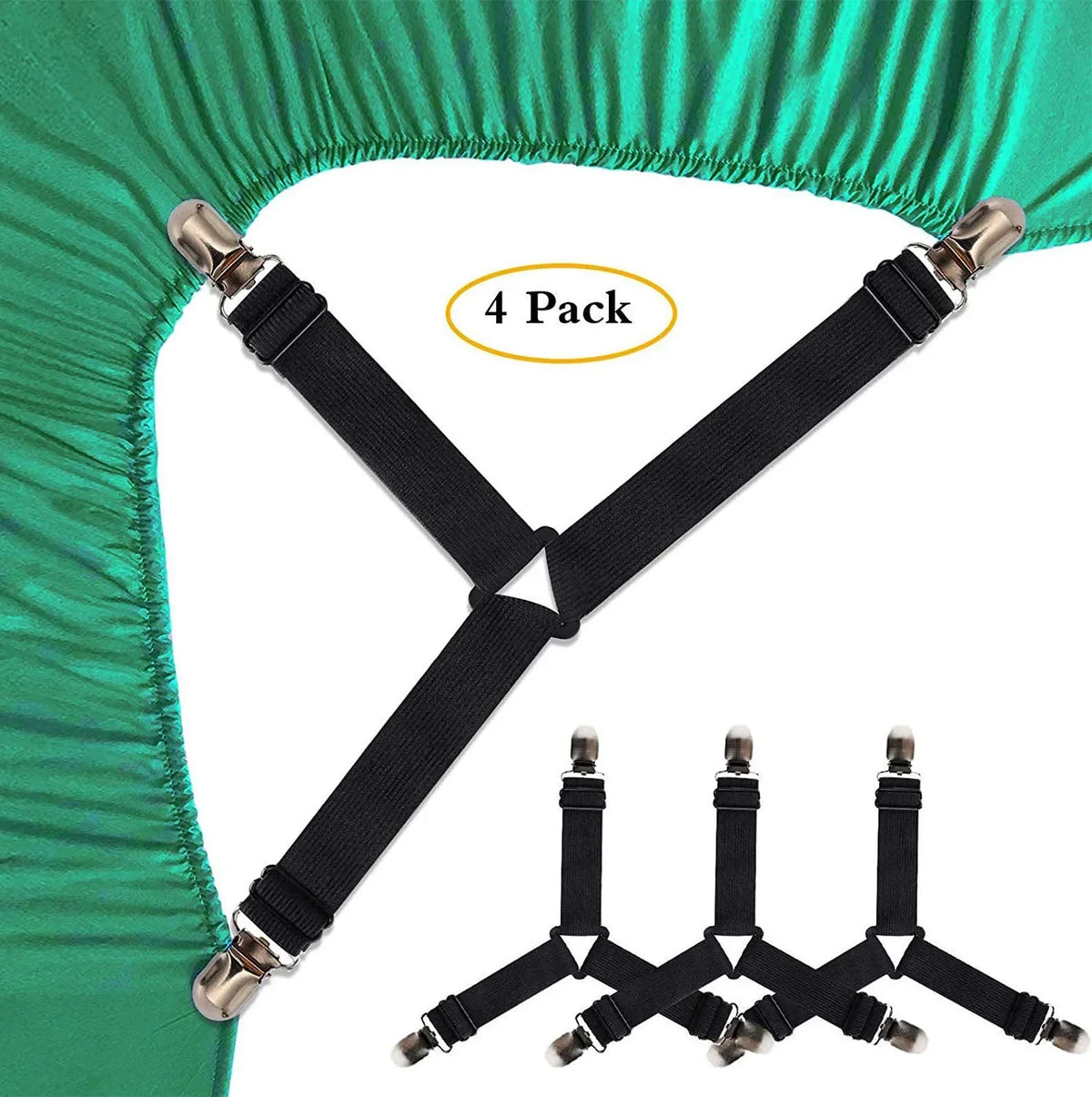 attaches drap housse clips métalliques lot pièces noir blanc tissu uni fonctionnel minimaliste fixations