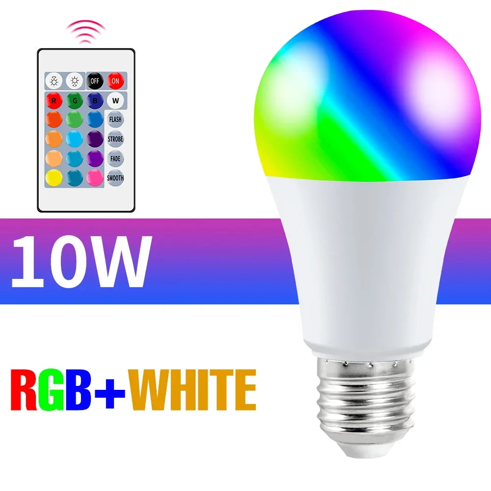 ampoule led rgb 25w e27 blanc multicolore transparente moderne télécommande 24touches lumière ambiance chambre