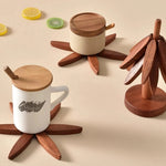 Support en bois pour ranger les dessous de plat, design compact et pratique