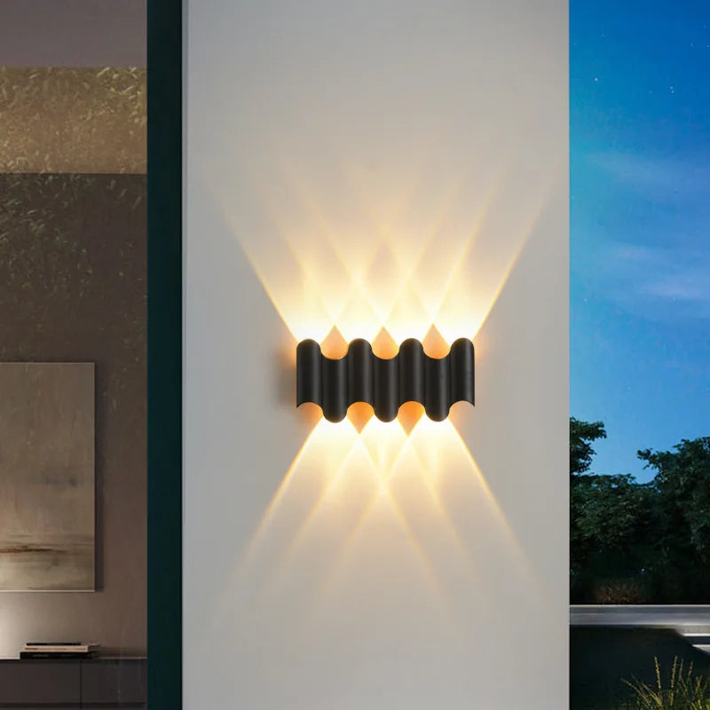 lampe murale moderne or noir contemporaine led extérieure aluminium fixations visées minimaliste