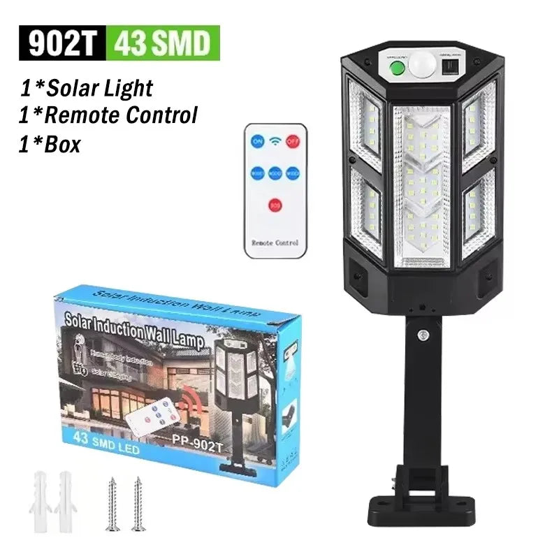 lampe solaire moderne led noire ip65 télécommande mur auto rechargeableextérieur
