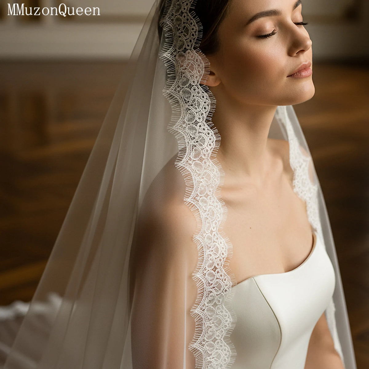 voile mariée blanc dentelle fine classique clips monocouche femme mariage translucide erotique off white