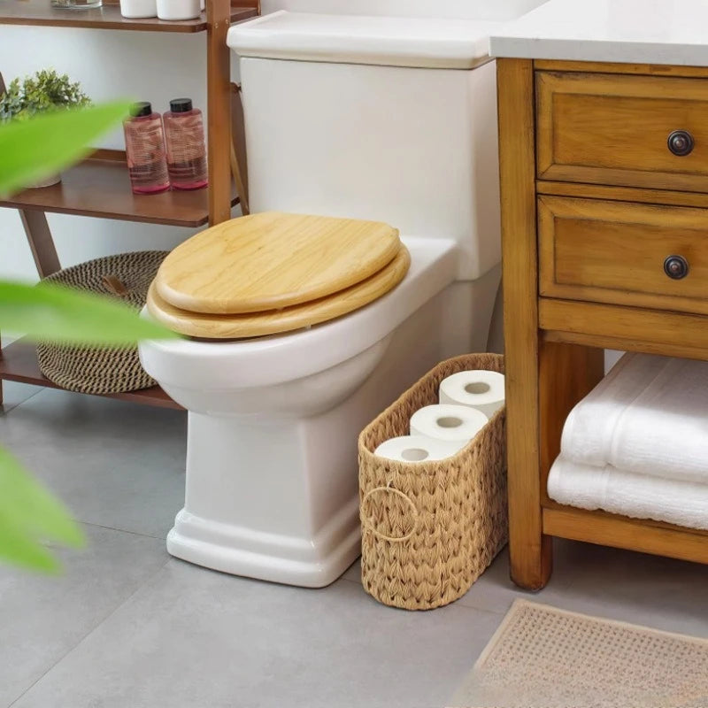 panier rangement tressé plastique respectueux environnement couleur marron clair rustique bohème dimensions 40cm 16.5cm