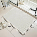 tapis bain beige clair gaufré antidérapant franges moderne dimensions 60x40cm