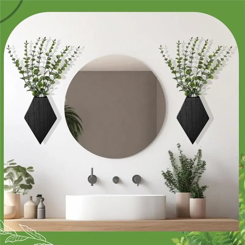 décoration murale cache plantes bois noir moderne plantes artificielles suspendues holderintérieur