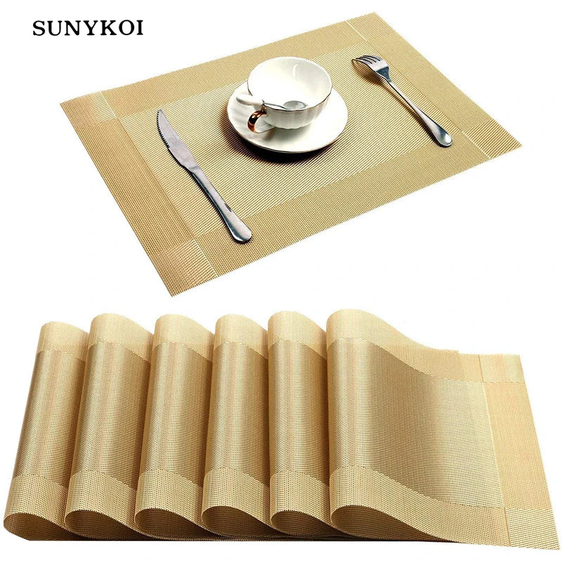 Set de table rectangle PVC lavable doré