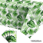 nappe jetable anniversaire motif tropical feuilles palmier fleurs verte moderne festivités été