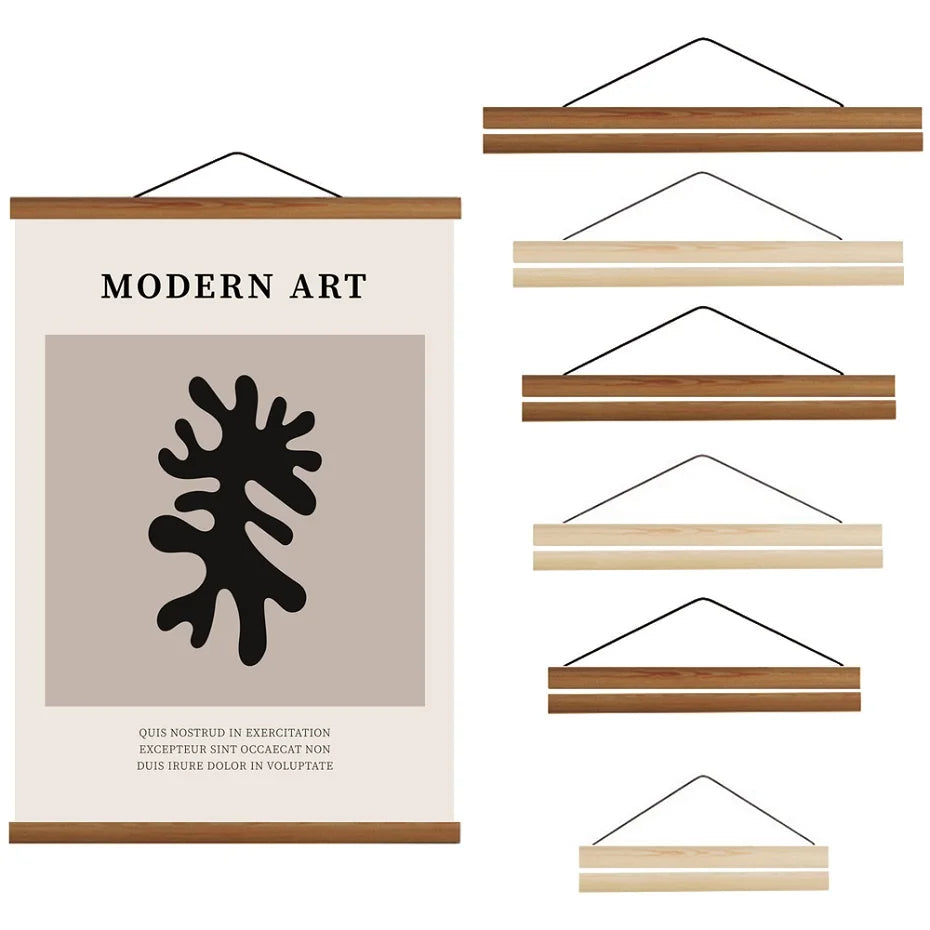 Cadre mural moderne bois teck noir blanc or 30cm 40cm 50cm.pin