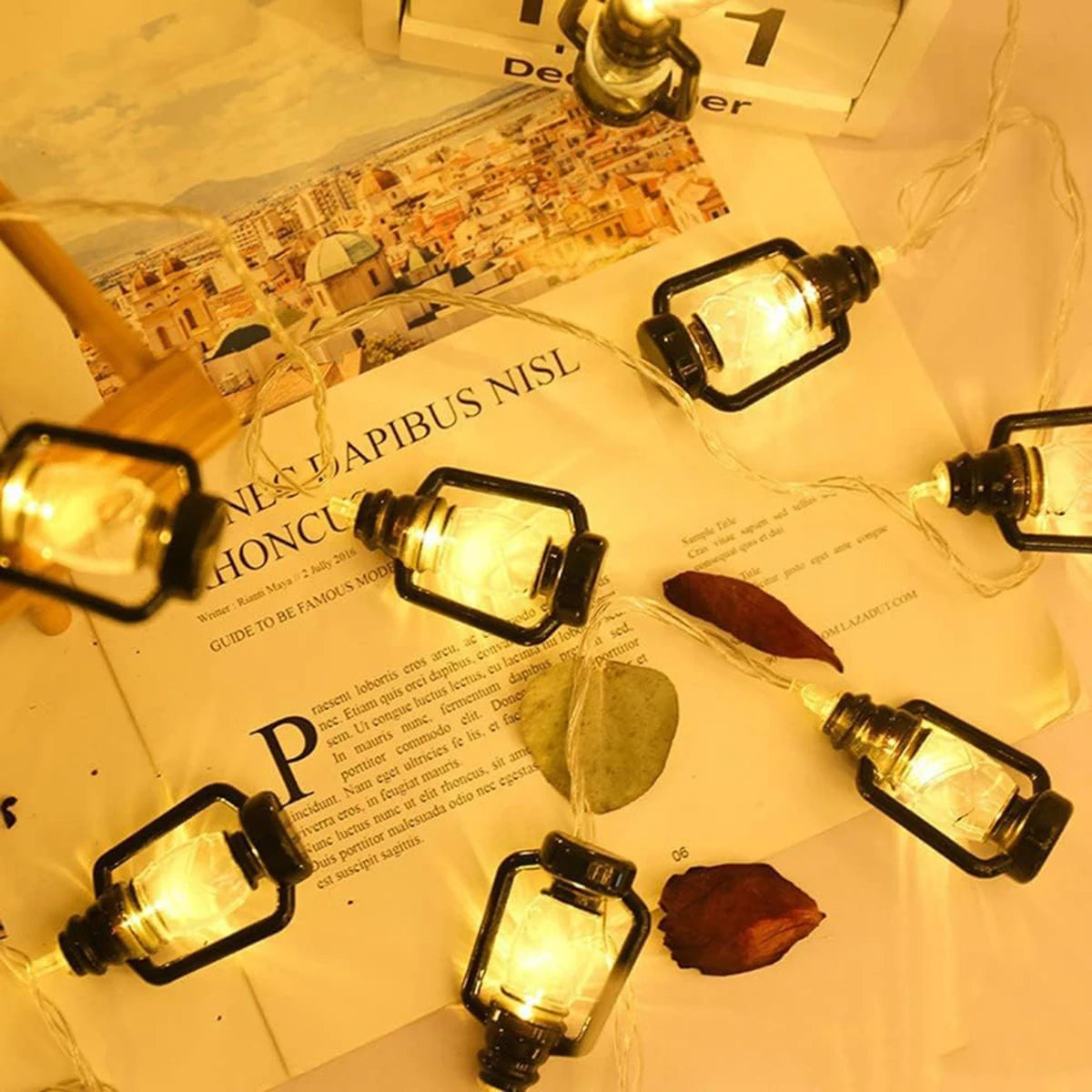 guirlande lumineuse led 10 ampoules lanternes vintage 1.5m ambre noir fil transparent