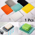 support savon adhésif moderne rayures horizontales gris blanc vert orange bleu opacité