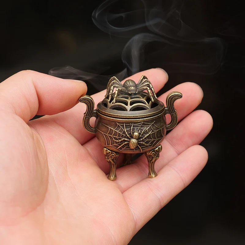 brûleur encens bronze spiderweb vintage censers couvercles pince cense setintérieur salon aromathérapie