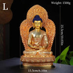 statue bouddha or bleu rouge relief orné tibétain traditionnel asiatique maison prière