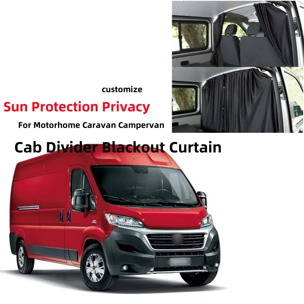 Rideau occultant noir pour séparation cabine de camping-car