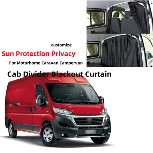 Rideau occultant noir pour séparation cabine de camping-car