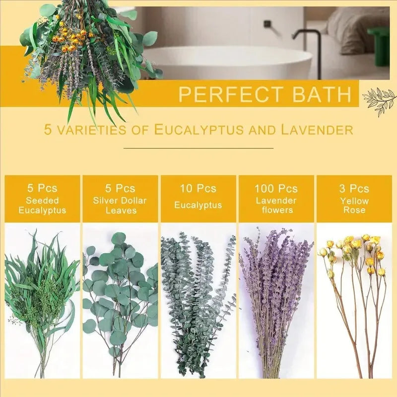 bouquet fleurs séchées naturel eucalyptus lavande vert jaune violet décoration intérieure bohème rustique