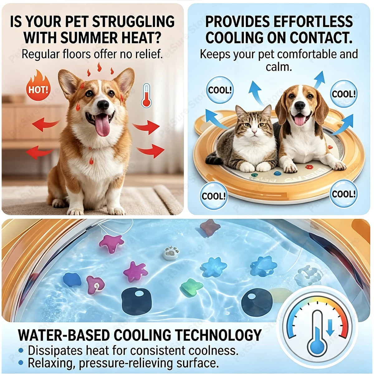 tapis d'eau animaux chats pois colorés motif géométrique mignon pompe intégrée zone eau