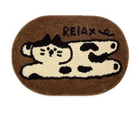 tapis marron clair chien dooog rayures horizontales polyester antidérapant intérieur extérieur