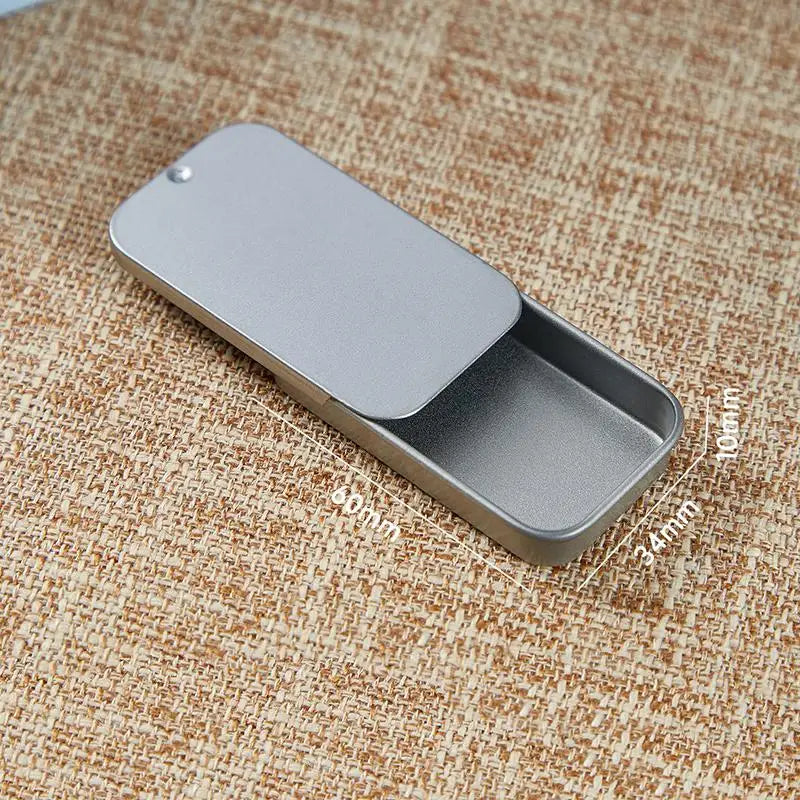 boîtes métalliques rangement bijoux gris clair minimaliste couvercle coulissant portables opaques