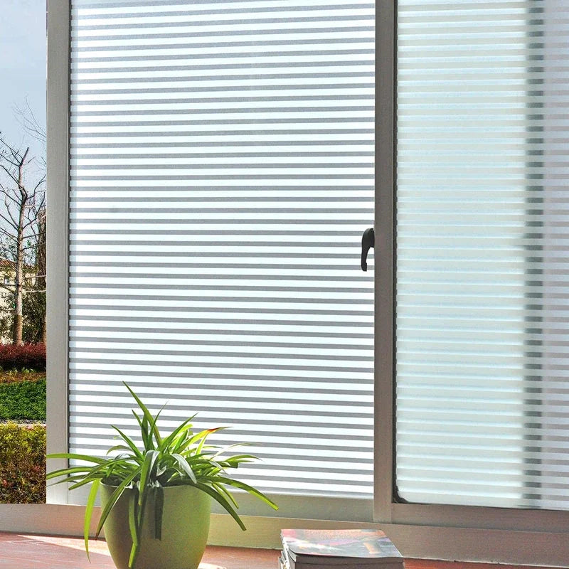 film décoratif moderne rayures horizontales blanc gris translucide adhésif vinyle 3dOpaque