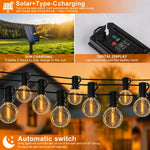 guirlande lumineuse solaire extérieure 24V LED filament ambre transparent moderne vintage clips noirs