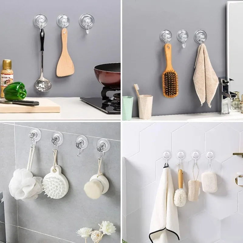 crochet mural transparent moderne ventouse robuste cuisine salle bain support serviettes réutilisable